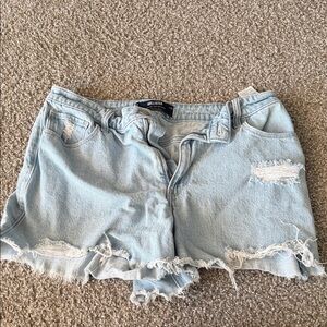 Hollister Faded Blue Ripped Jean Shorts